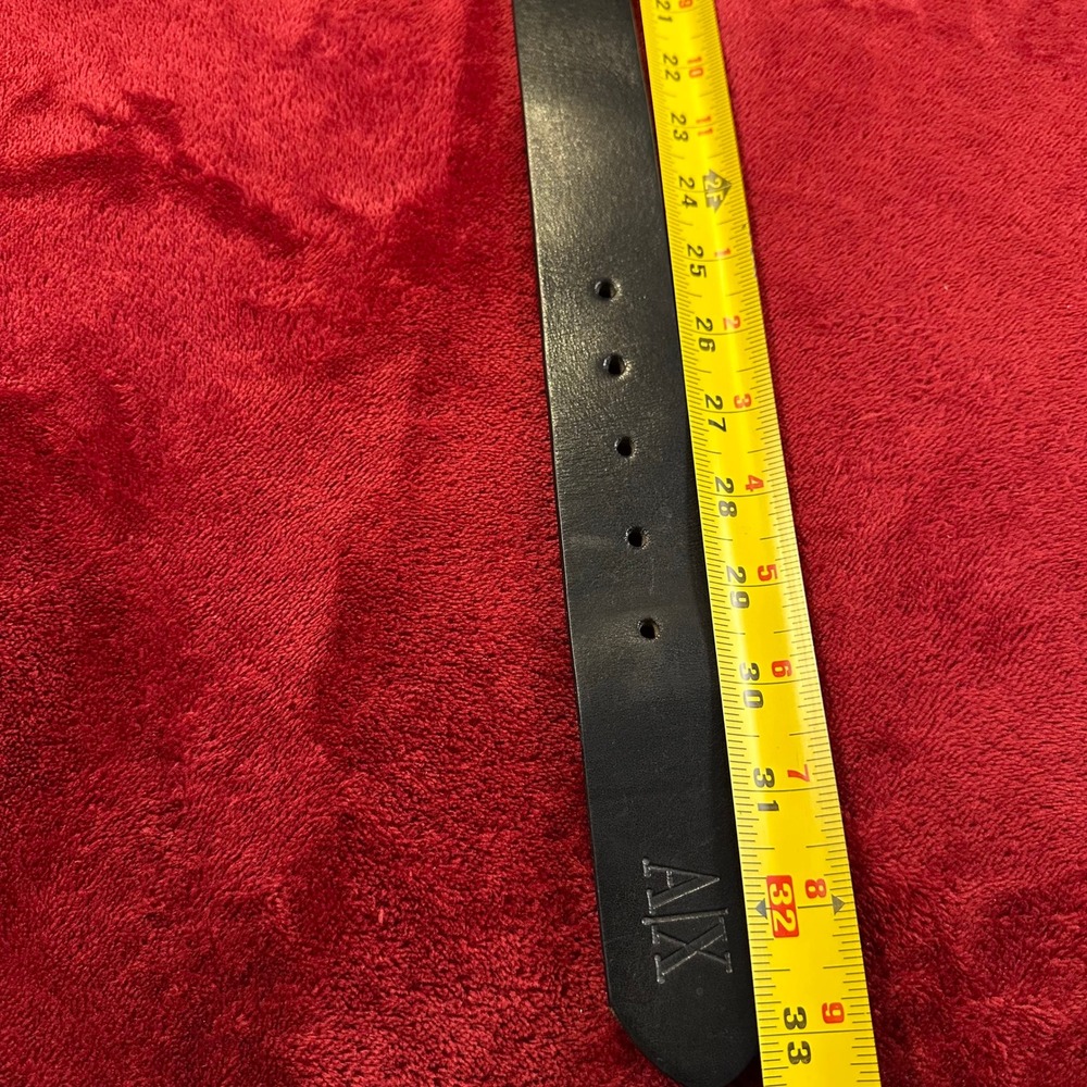 Armani Exchange Mens Black Leather Belt A|X Logo Solid Brass Buckle 30 - Picture 5 of 10
